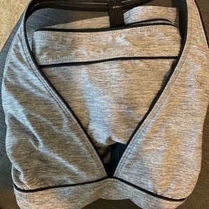 Athleta large swimsuit grey with black trim